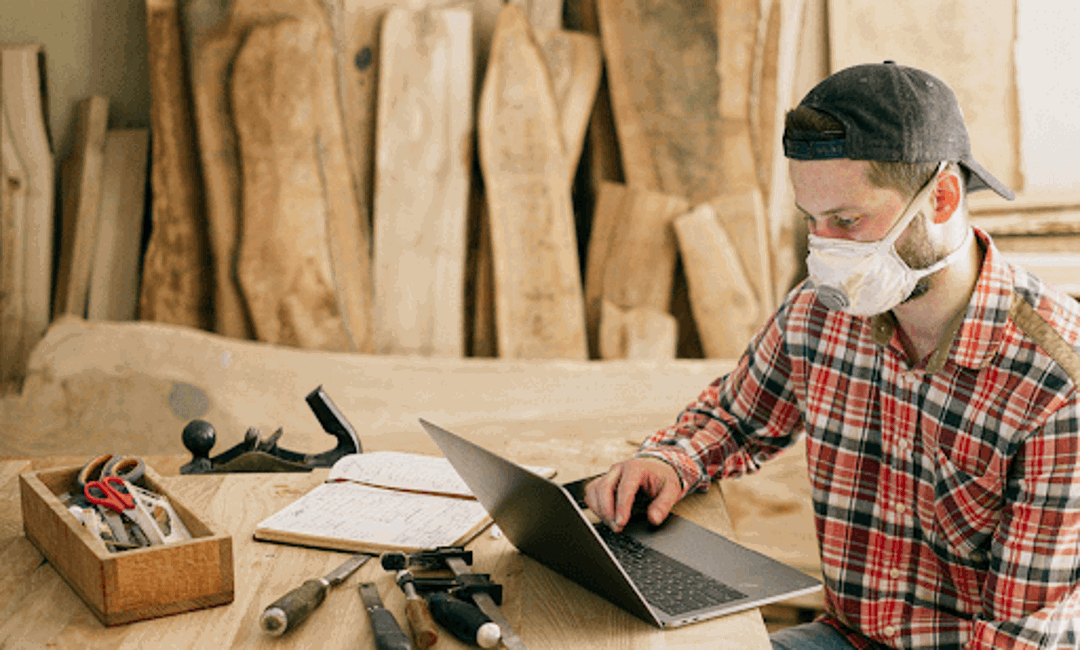 Home service professional looking at Thumbtack reviews